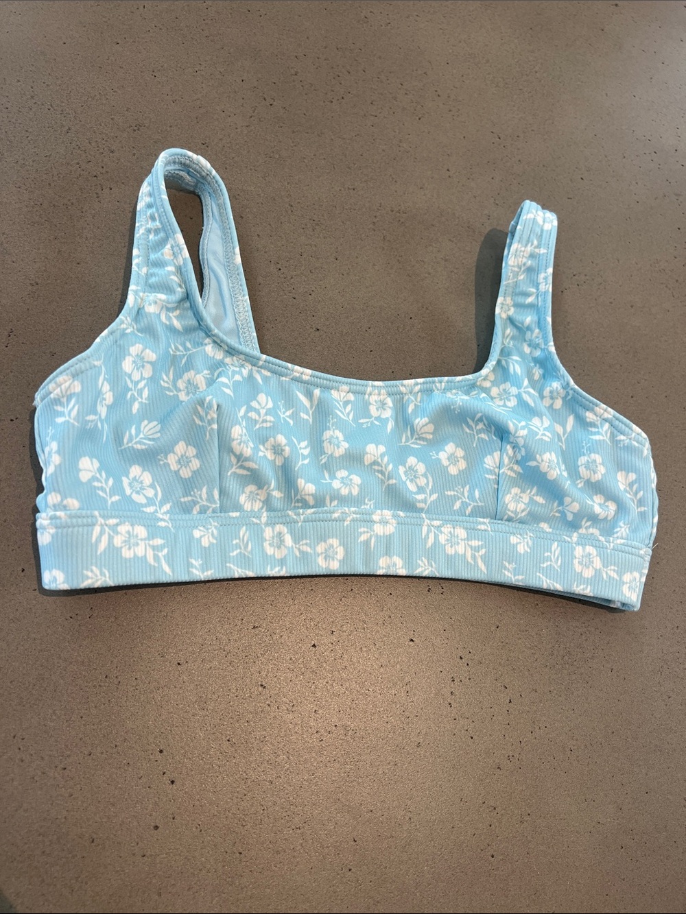 Roxy Light Blue Floral Girls' Swim Bikini Top
